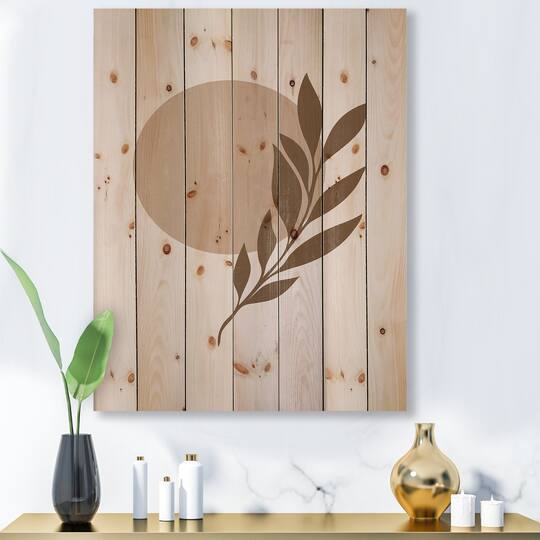 Designart - Abstract Terracotta Sun & Moon With Tropical Leaf